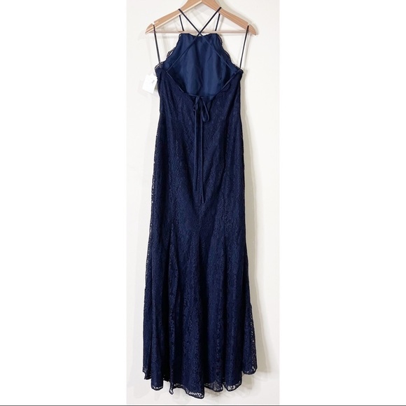 Dessy Collection Navy Midnight Lace Strappy Back Gown Dress NWT Style 2995 - Picture 4 of 7